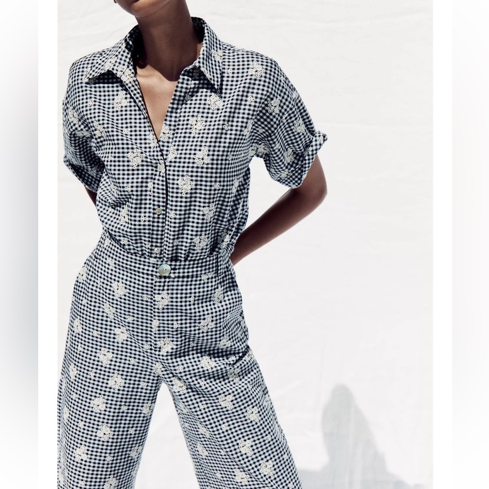 Zara Women's Gingham Top and Pants Set Size Small